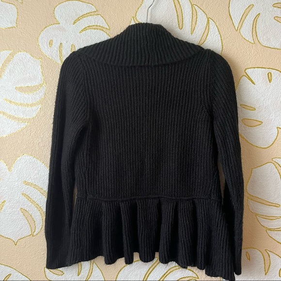 Cable & Gauge | Knit Peplum Cardigan Sweater - Black - Picture 5 of 6
